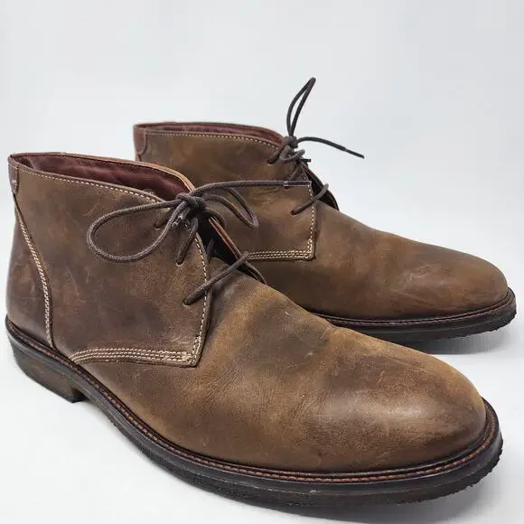 Johnston & Murphy Copeland Chukka Boots Men 11.5M Brown Oiled Leather 25-1870 Johnston Murphy Chukka Boots Brown Leather Copeland Brown  main image 2